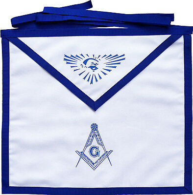 Masonic Blue Lodge White Cotton Duck Cloth Master Mason Apron Printed (map-002)